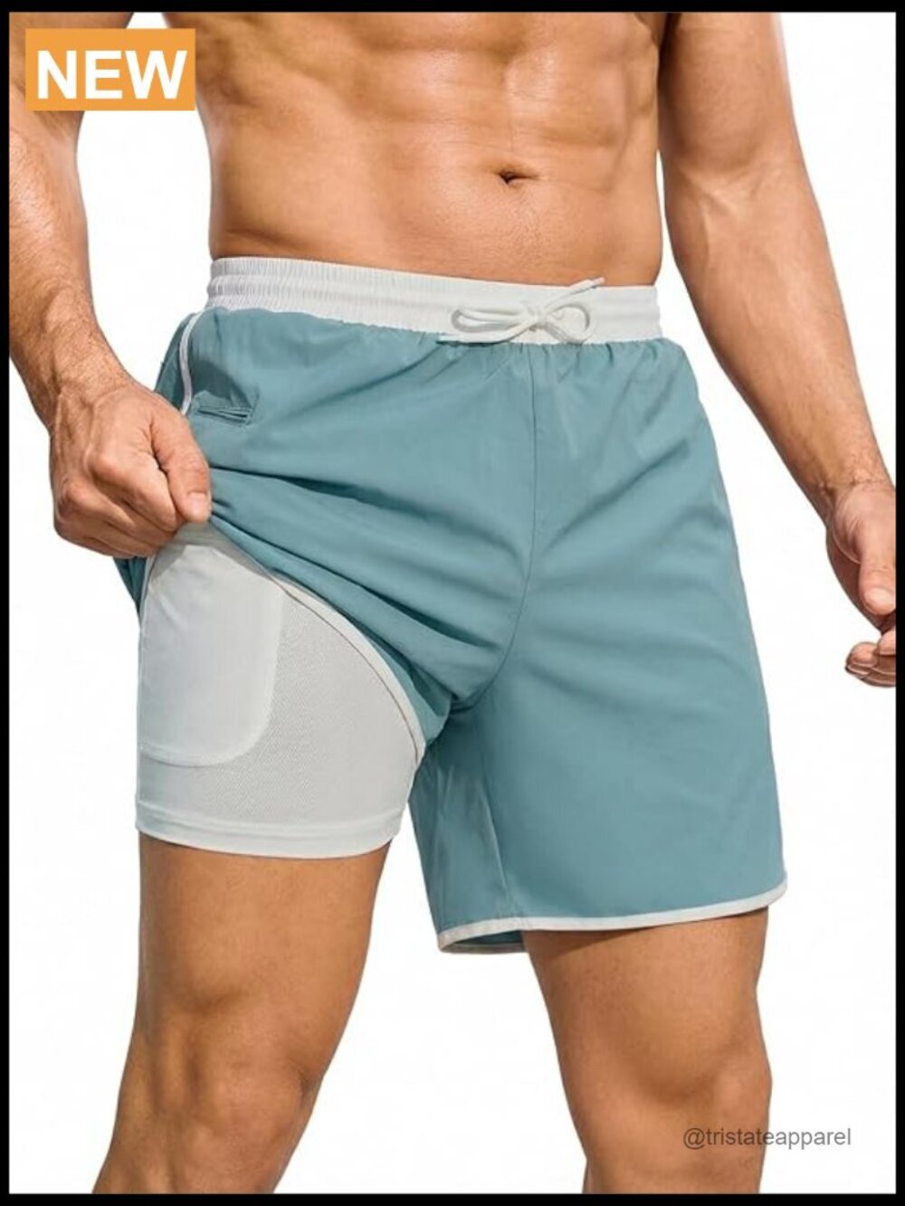 Men's Swim Trunks with Compression Liner 5" Inseam Quick Dry Board Shorts
